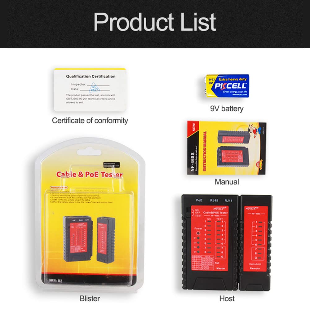 PoE 검사 및 압착 테스트가 포함된 Noyafa NF-468S 와이어 맵 테스터
