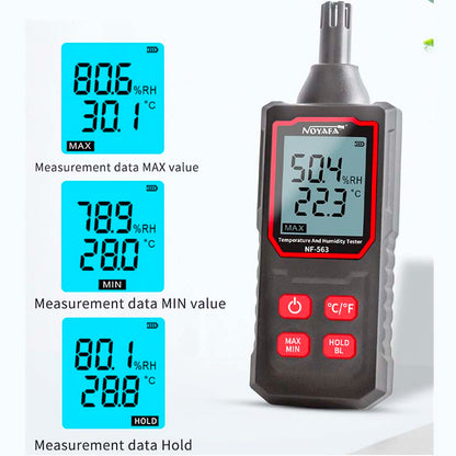Noyafa NF-563 Temperature and Humidity Tester with Enhanced Precision Sensor for HVAC, Indoor Air Quality, and Various Environmental Measurements