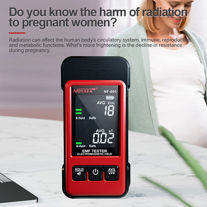 Noyafa NF-601 Portable Electromagnetic Radiation Detector EMF Tester with Real-Time Monitoring and Audio-Visual Alarm