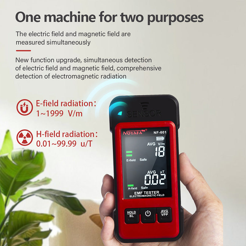 Noyafa NF-601 Portable Electromagnetic Radiation Detector EMF Tester with Real-Time Monitoring and Audio-Visual Alarm