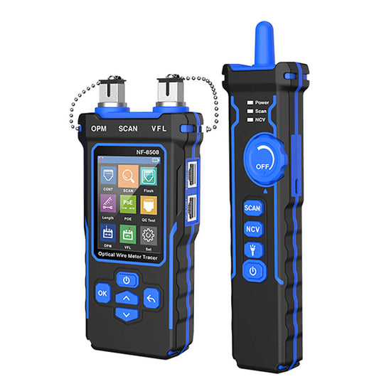 시각적 오류 탐지기, OPM, 와이어 맵, 케이블 추적, 길이 측정, PoE 테스트, 포트 플래시가 있는 Noyafa NF-8508 광학 와이어 미터