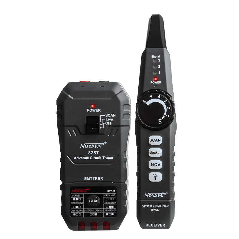 Advanced AC Circuit Breaker Tracer with Integral GFCI Outlet Tester, Network Cable Finder, NCV Detector NF-825TMR