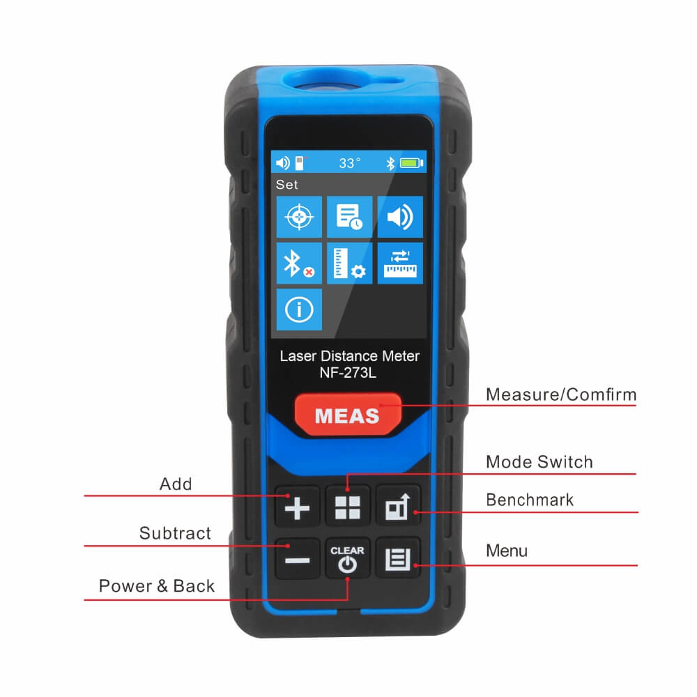 the button function view for Digital Laser Distance Measurer Noyafa NF-273L 