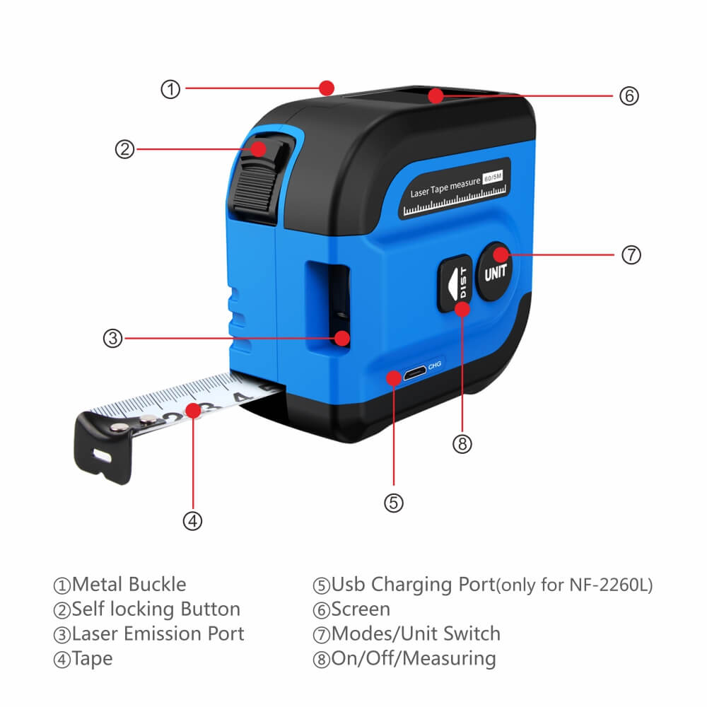 The specification of laser tape measure